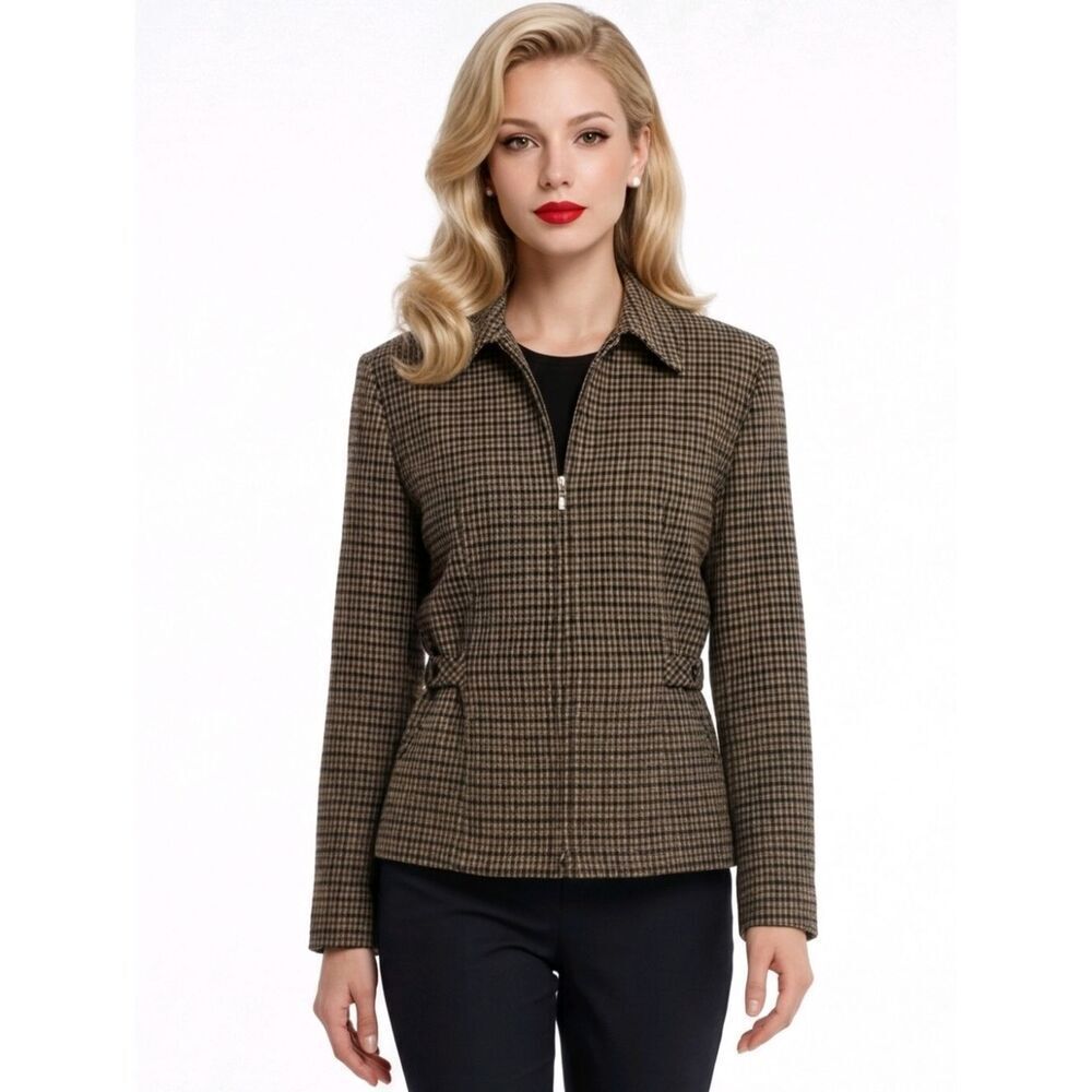 Braebrook Vintage Multicolor 100% Wool Lined Full Zip Tweed Jacket Size S